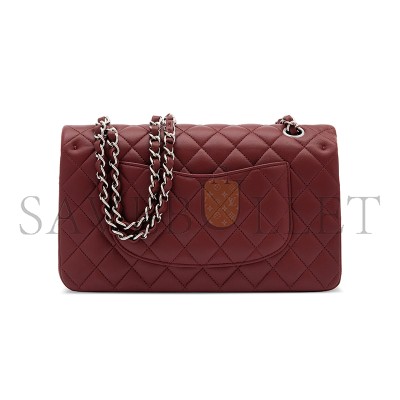 CHANEL MASTER MEDIUM CLASSIC FLAP BAG WITH SILVER HARDWARE BURGUNDY A01112 (25*16*8cm)